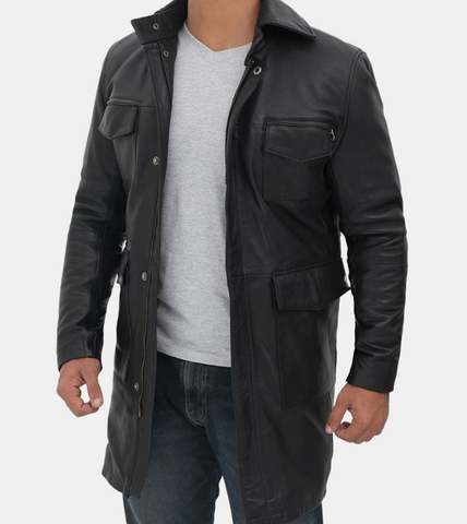  Men's Black Leather Coat