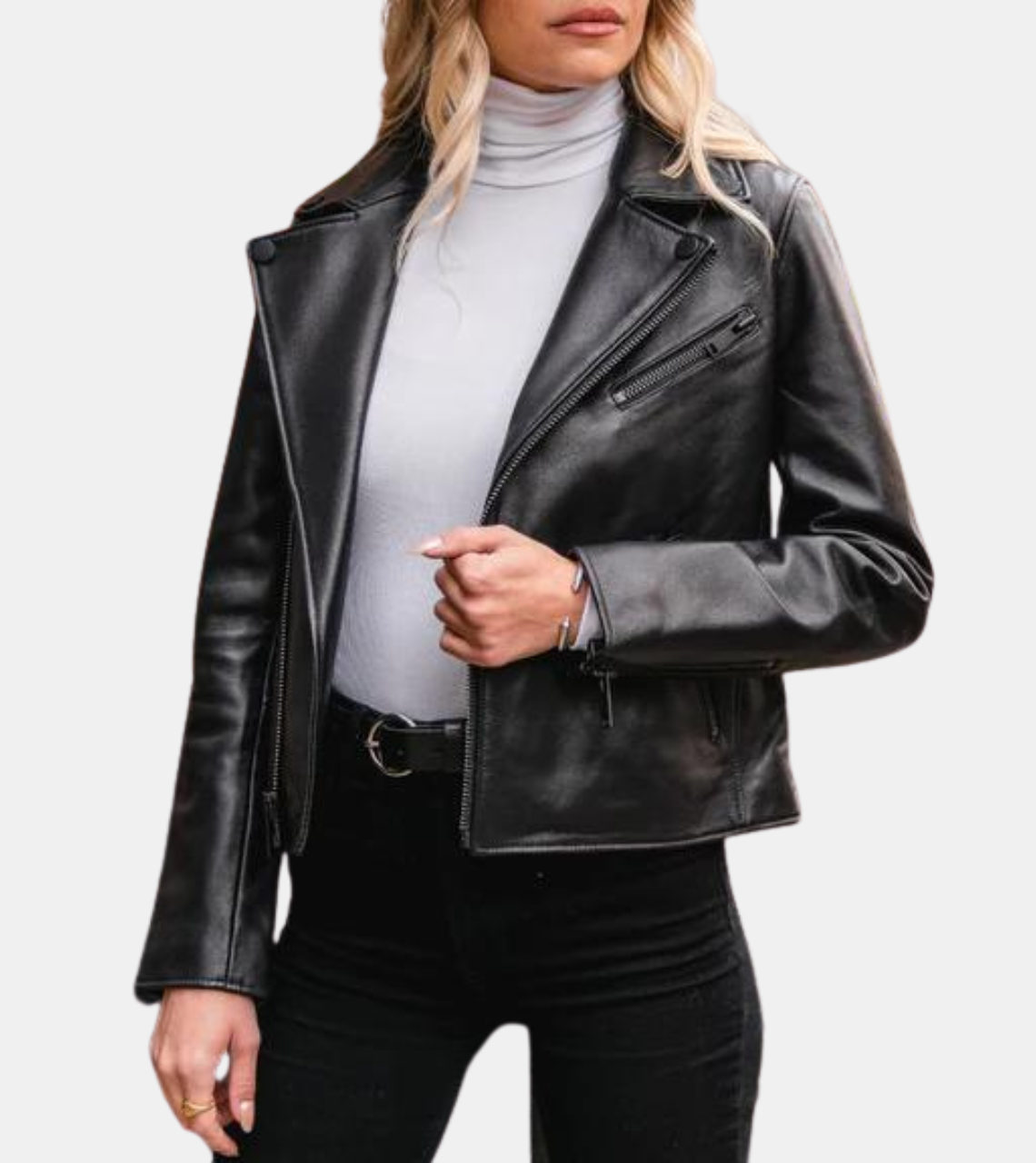  Verona Women's Black Biker's Leather Jacket 