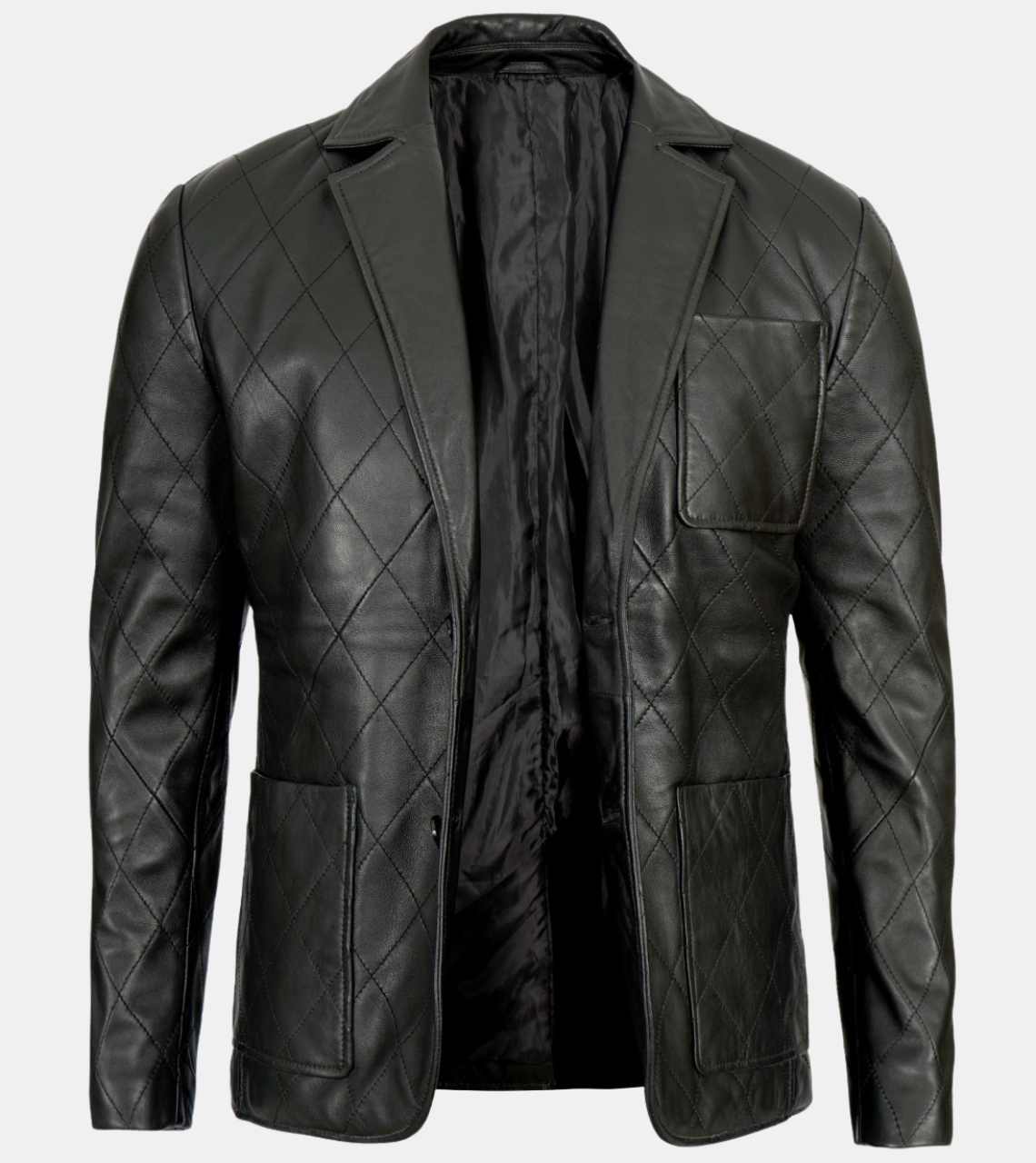Wylie Men's Black Quilted Leather Blazer