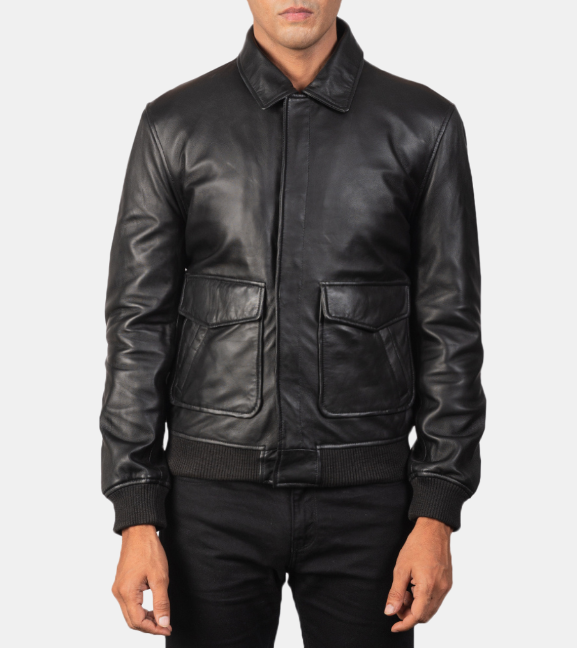 Tempest Men's Black Bomber Leather Jacket