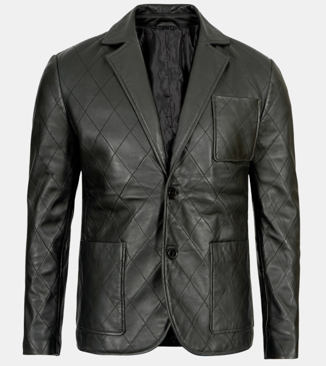 Men's Black Quilted Leather Blazer
