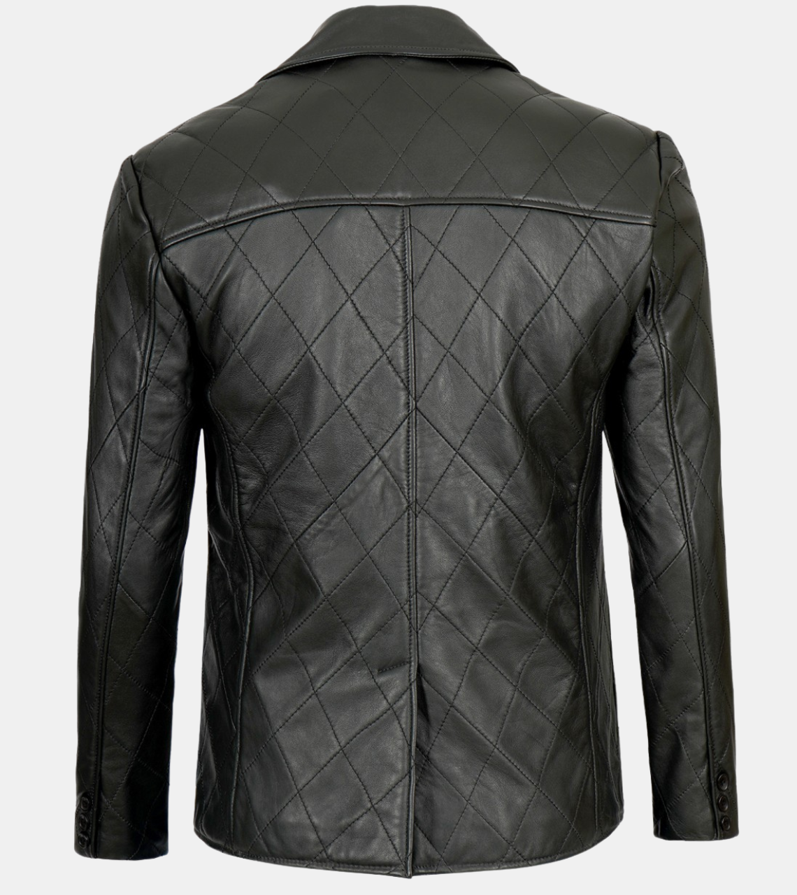 Wylie Men's Black Quilted Leather Blazer Back