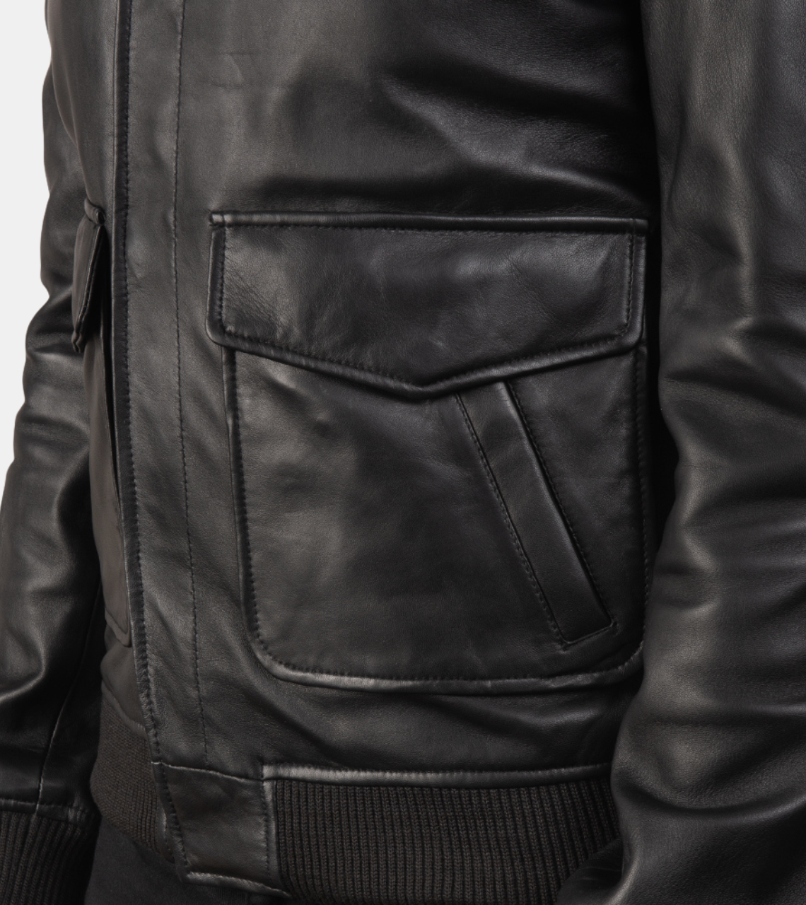 Tempest Black Bomber Leather Jacket For Men's