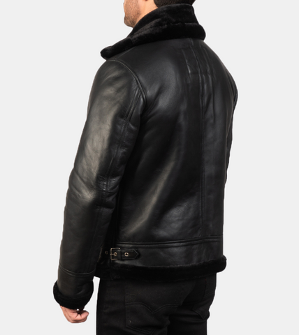  Black Shearling Leather Jacket