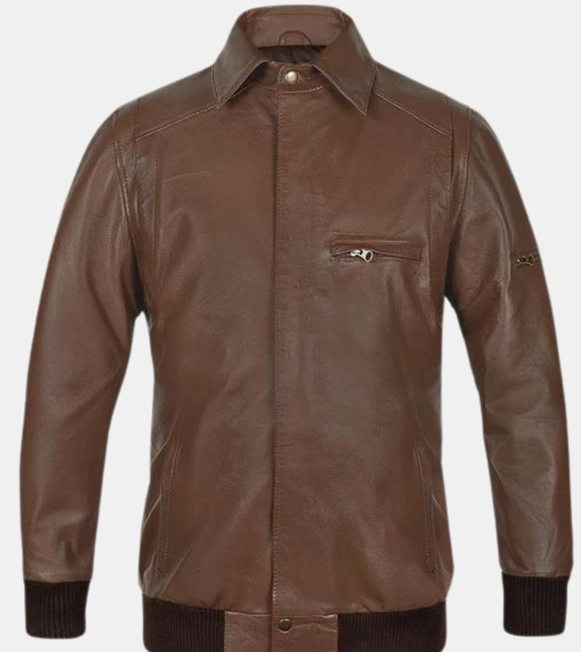 Brennon Men's Brown Bomber Leather Jacket