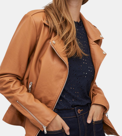 Women's Brown Biker Leather Jacket