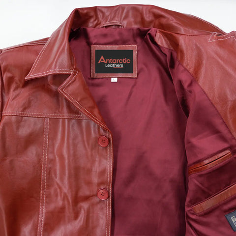  Red Biker Leather Jacket