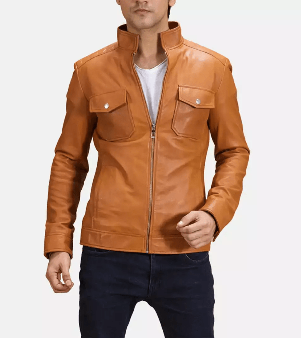 Tanned Brown Biker Leather Jacket