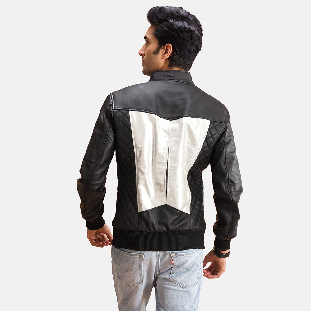  Men's Leather Bomber Jacket