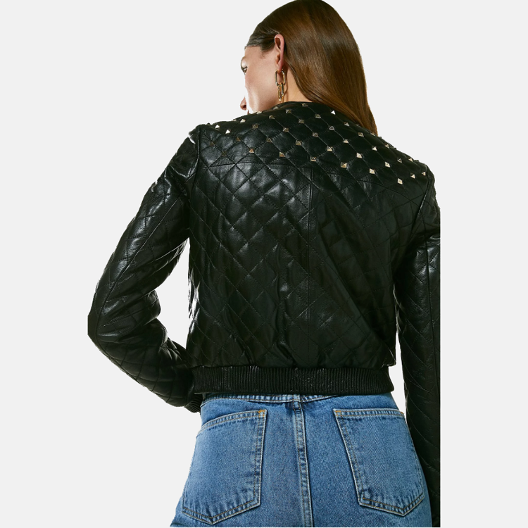 Studded Leather Bomber Jacket - Women - Ready-to-Wear