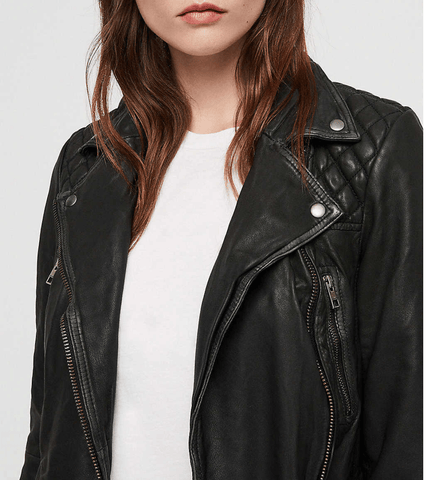Distressed Black Leather Biker Jacket