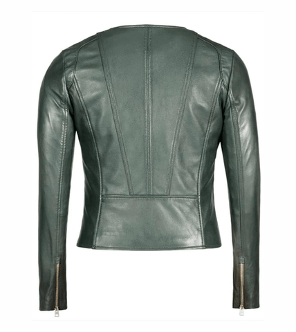 AquaGo Leather Biker Jacket Back