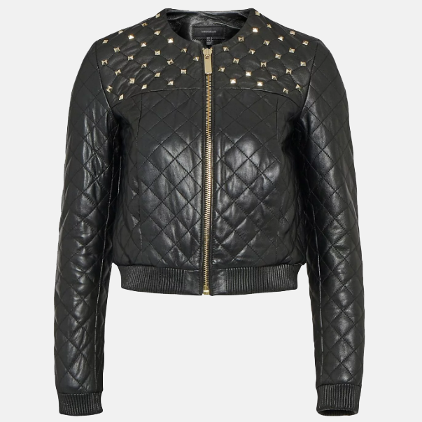 Black Bomber Leather Jacket for women