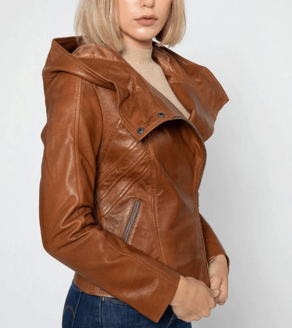 Sasha high 2025 fashion leather jacket